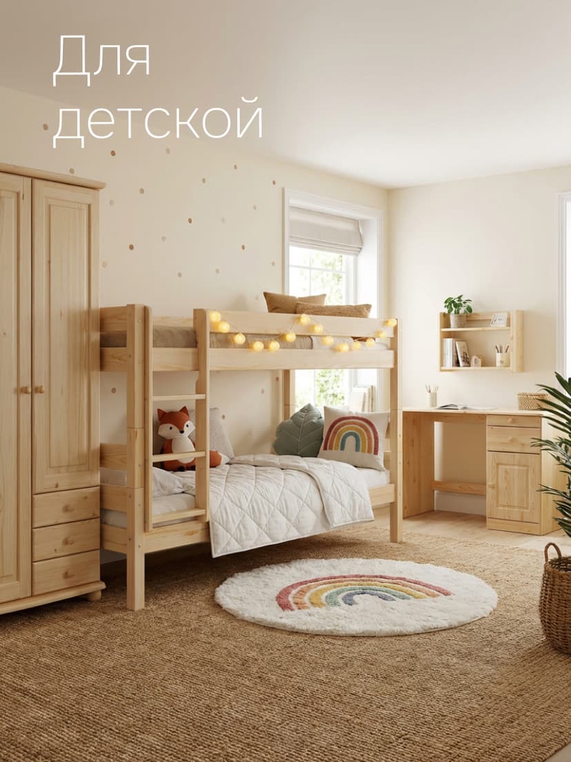 Шкаф 2 двери с ящиками деревянный Фалко, бежевый — фото 7