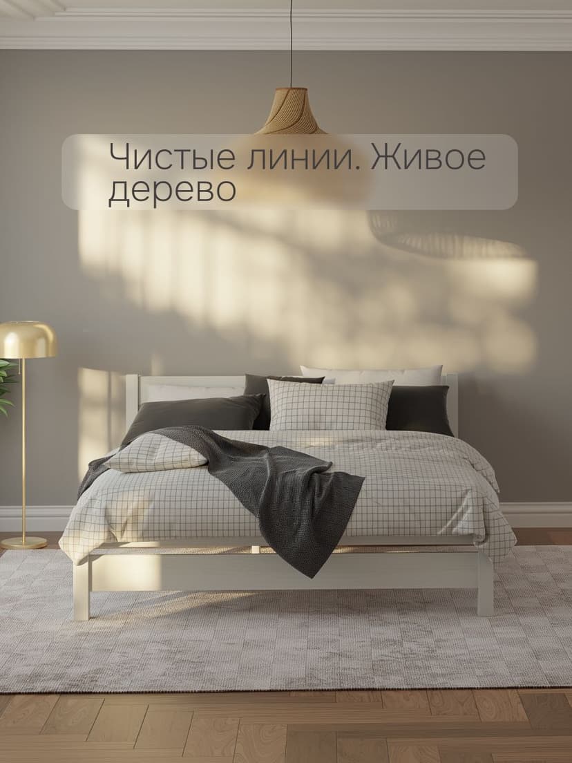 Кровать 160х200 Бора, из массива дерева, белая — фото 3