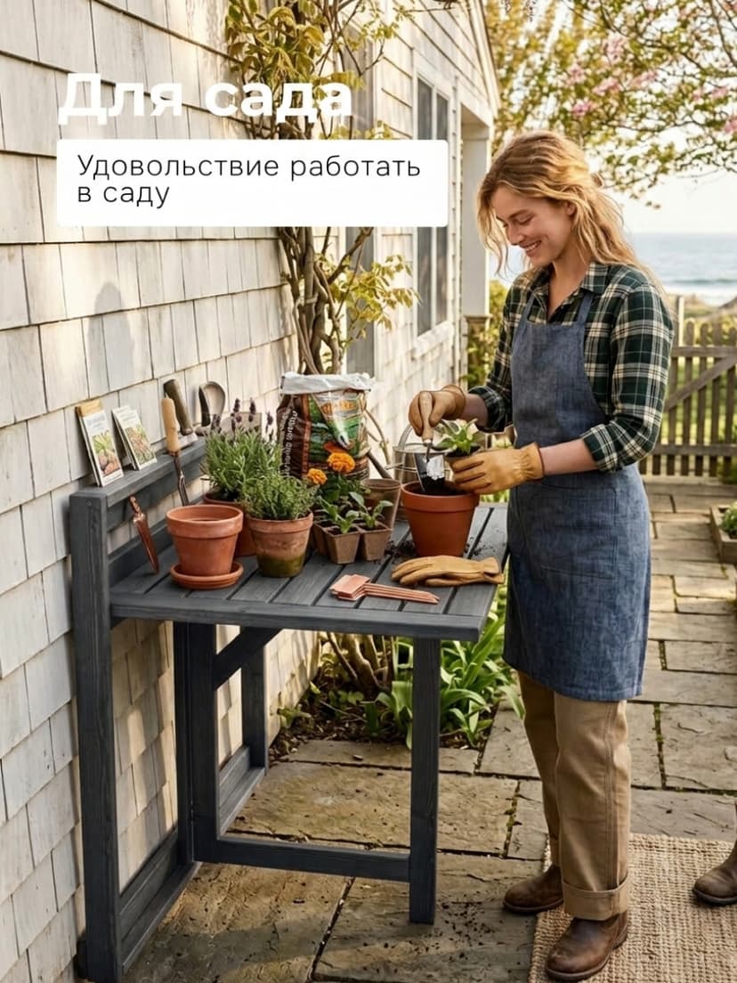 Стол откидной настенный Эпларо 76×64, массив сосны, графит — фото 4