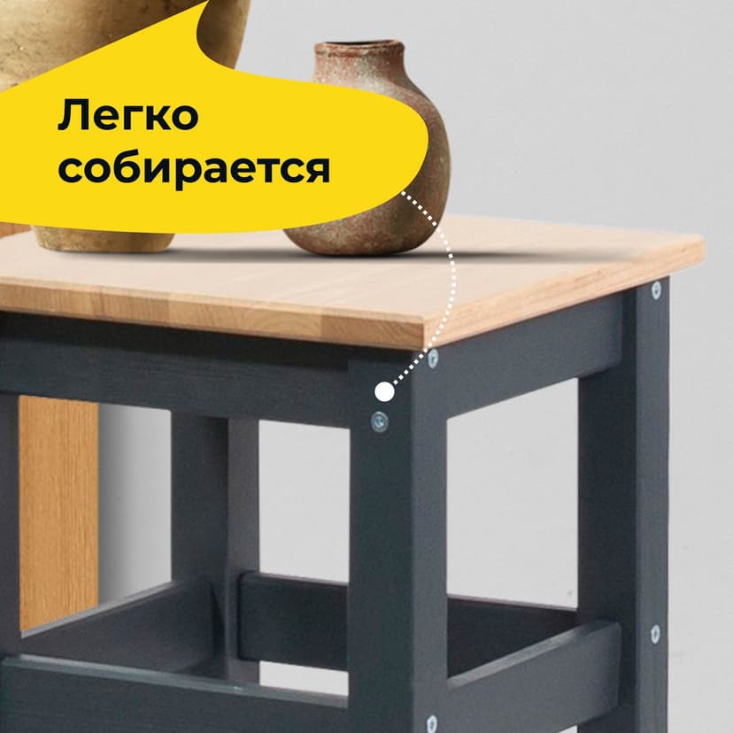 Табурет для кухни, 33х33х45, Одвар, деревянный, для кухни, сосна, серый, IKEA — фото 5