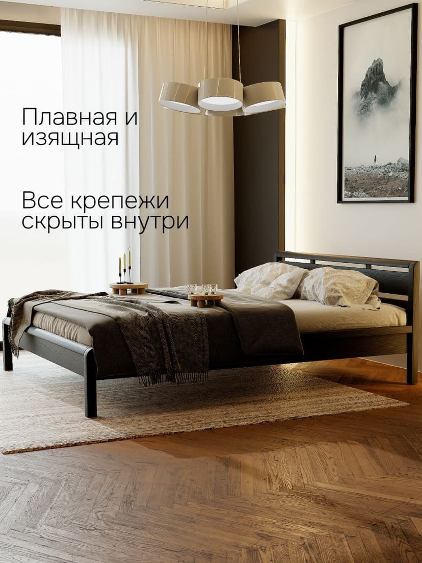 Кровать 160х200 Мадейра, двуспальная, деревянная из натуральной сосны, серая