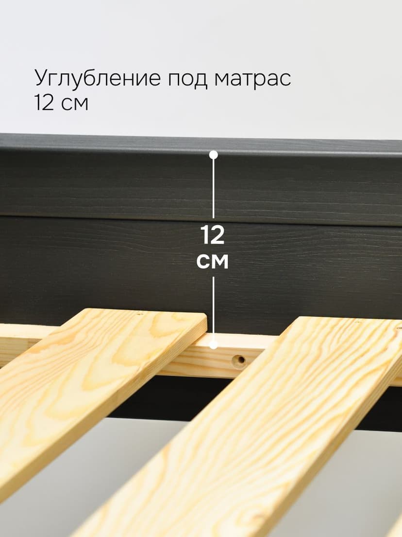 Кровать 160х200 Мадейра, двуспальная, деревянная из натуральной сосны, серая