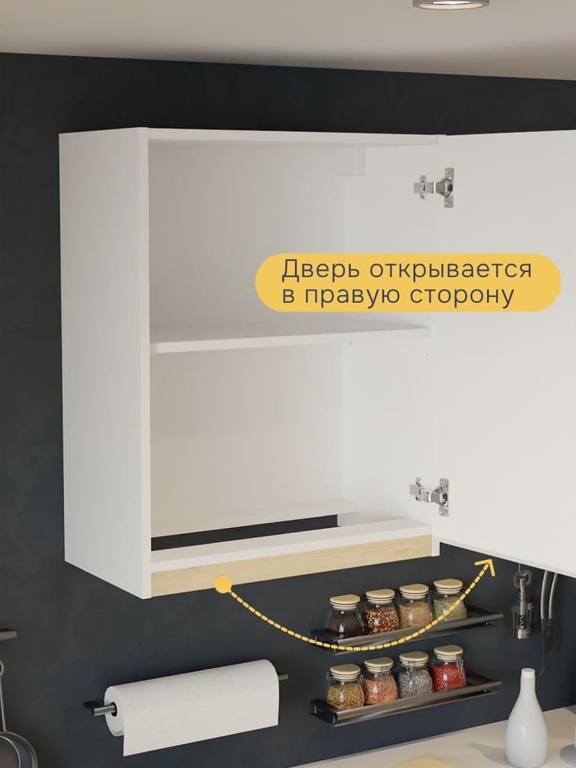Навесной кухонный модуль Виола, 60 см, ЛДСП, белый — фото 7