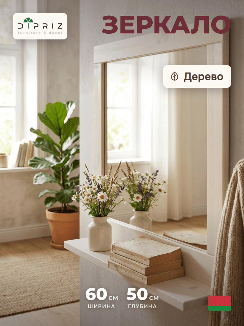 Зеркало Джосси для ванной Д.7155-14.01, белый — фото 2