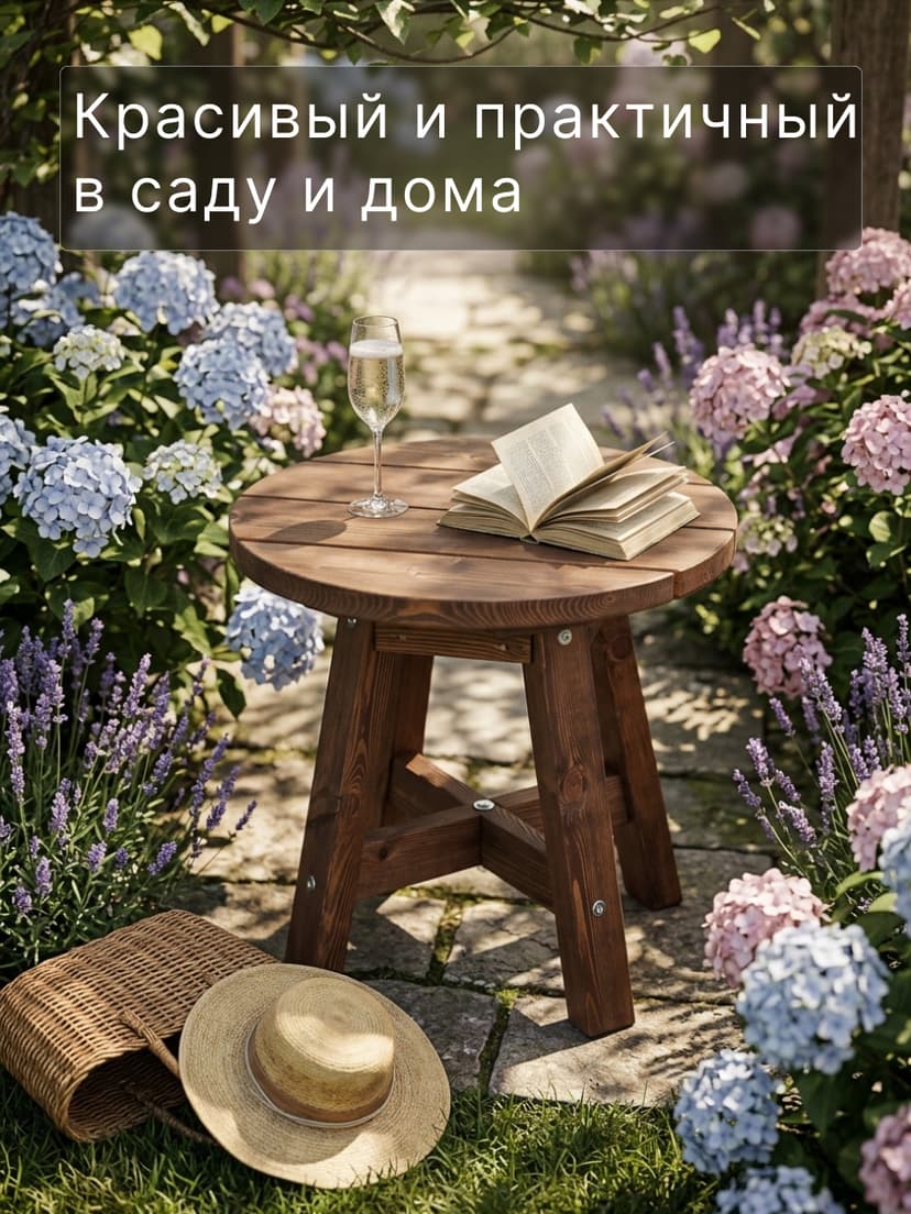 Столик журнальный Осло круглый, 60×60×56, массив сосны, венге — фото 3