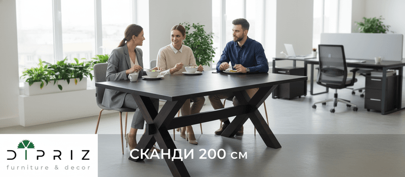 Обеденный стол "Сканди" из массива сосны, коричневый - Диприз — фото 4