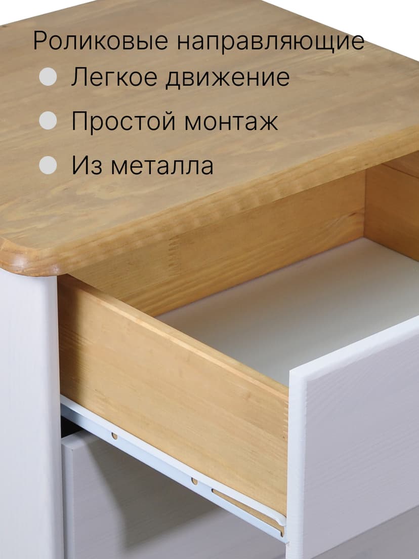 Комод 43х34х53 Хаба, 3 ящика деревянный, белый — фото 3