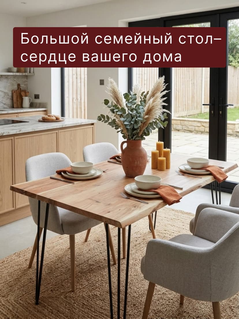 Стол кухонный, 160х90х75, Рикет, обеденный, из массива дуба, MAKOSA, бежевый — фото 3