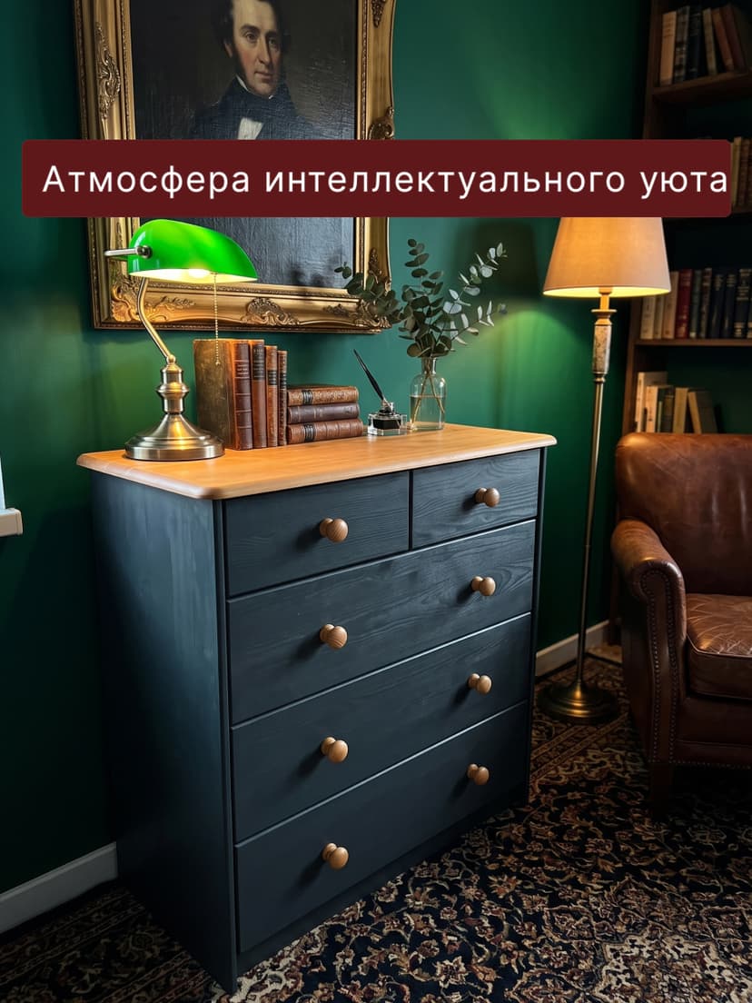 Комод 75х35х80 Хаба, с ящиками для одежды, деревянный, напольный, прикроватный, массив сосны, серый, Dipriz — фото 4