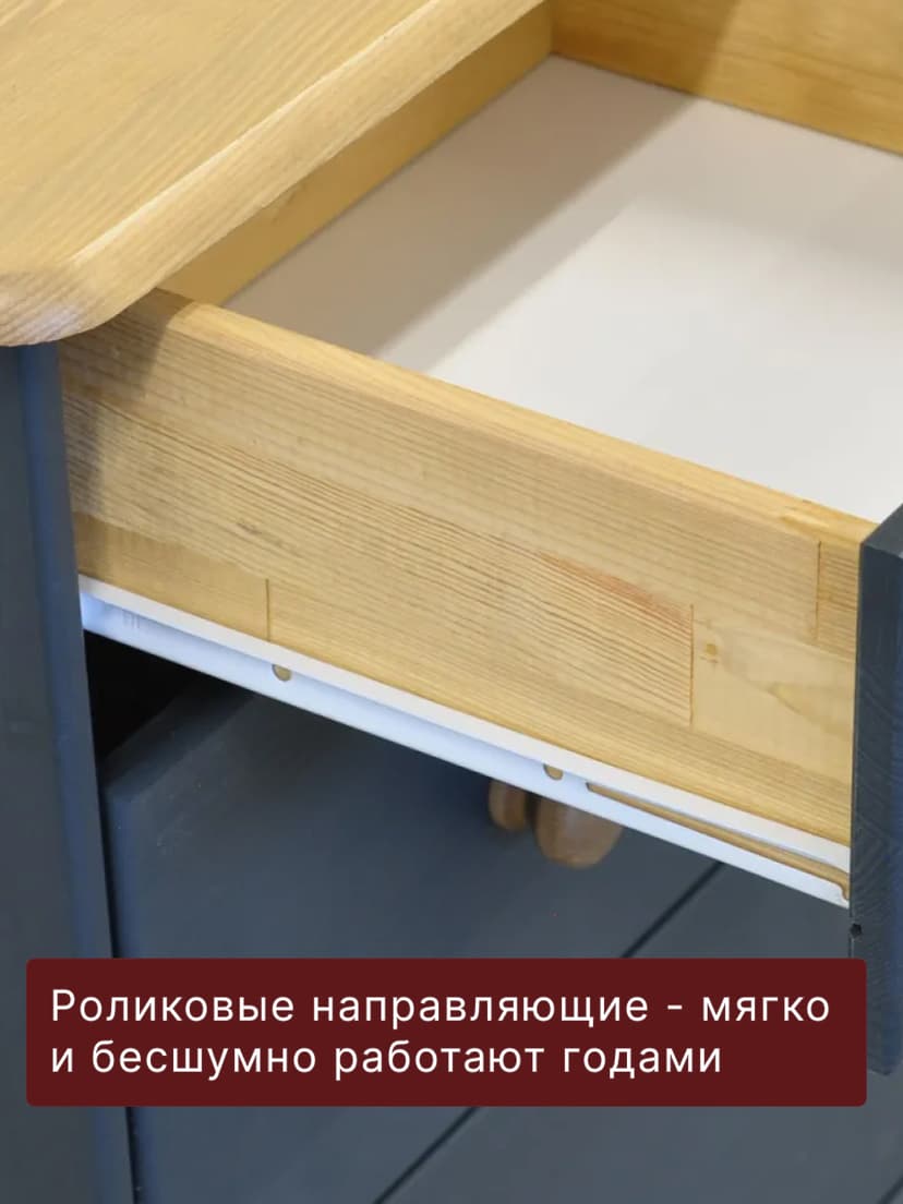 Комод 75х35х80 Хаба, с ящиками для одежды, деревянный, напольный, прикроватный, массив сосны, серый, Dipriz — фото 3