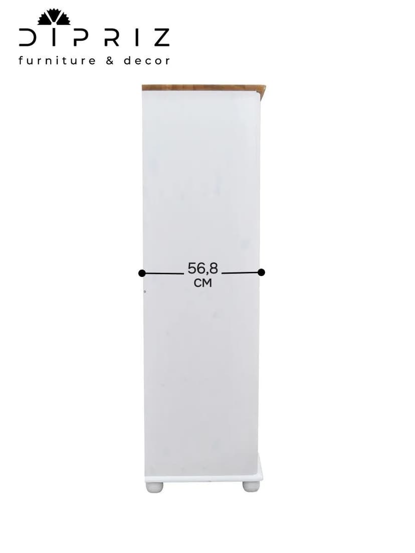 Шкаф для одежды Фалко 145,6×56,8×183,8, 3 двери и 3 ящика, массив сосны, белый воск — фото 7