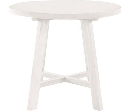 Брашированный круглый обеденный стол Таула 140х140х74 см из массива дуба, белый — фото 7