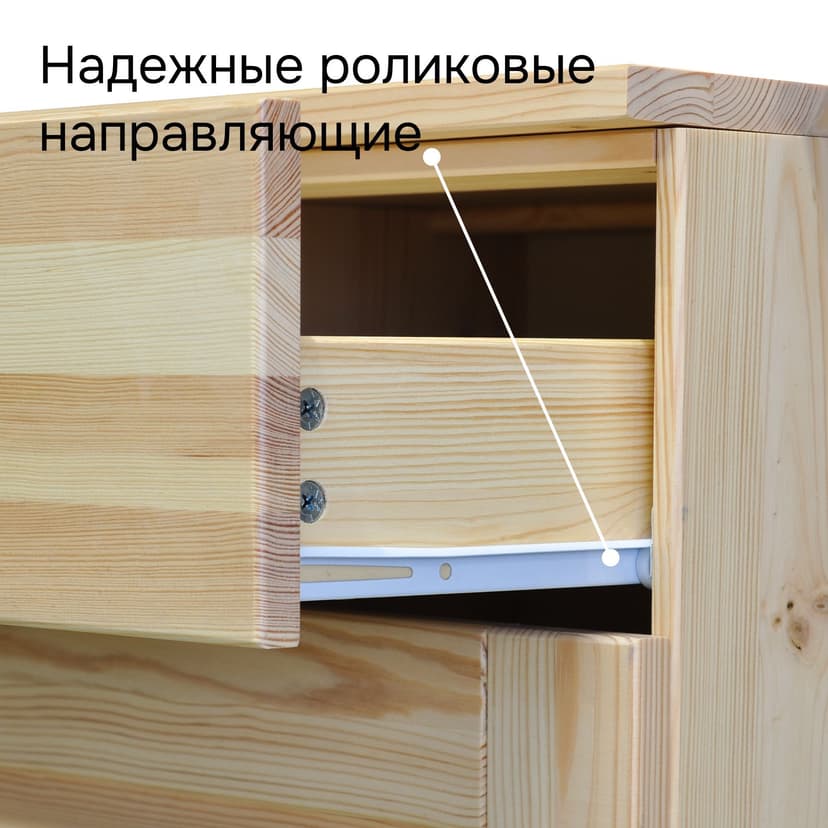 Кухонный модуль напольный 60 см Венесуэла с 3-мя ящиками, со столешницей, из массива сосны в лаке, бежевый — фото 3