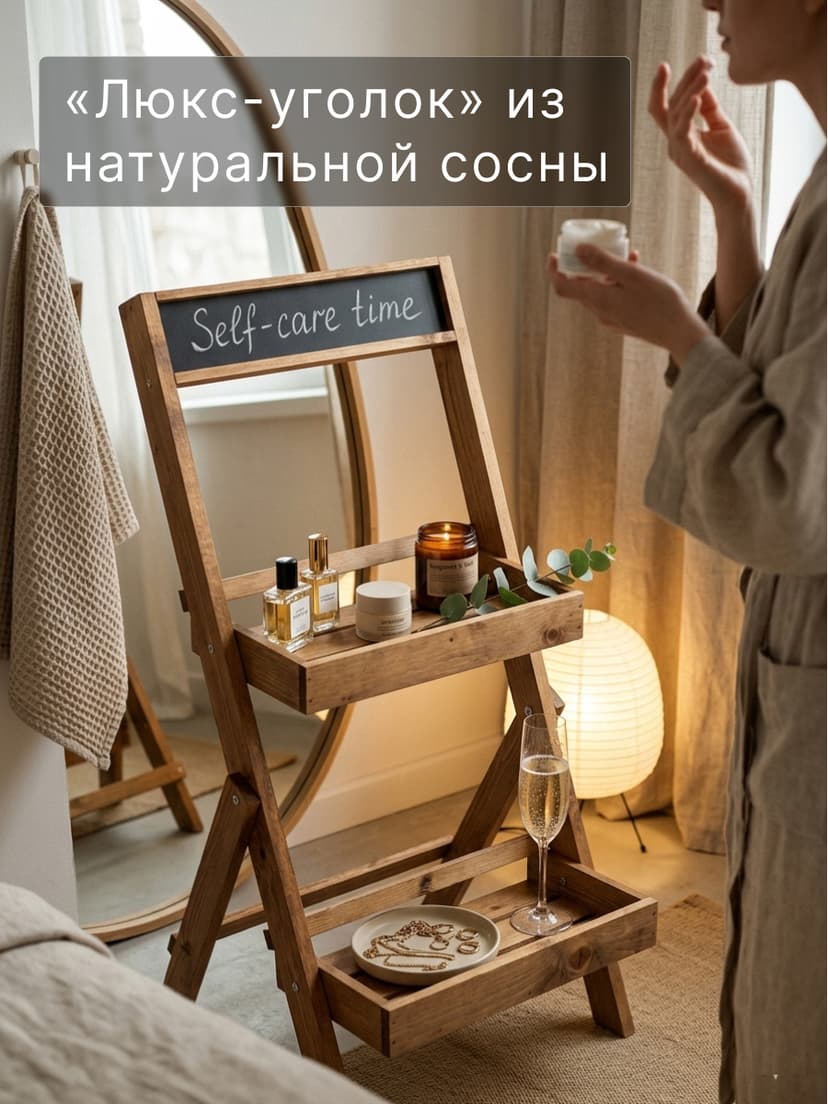 Подставка для цветов, 35х30х71, Флорэль, этажерка, напольное, на подоконник, полка, из массива дерева, коричневый — фото 6