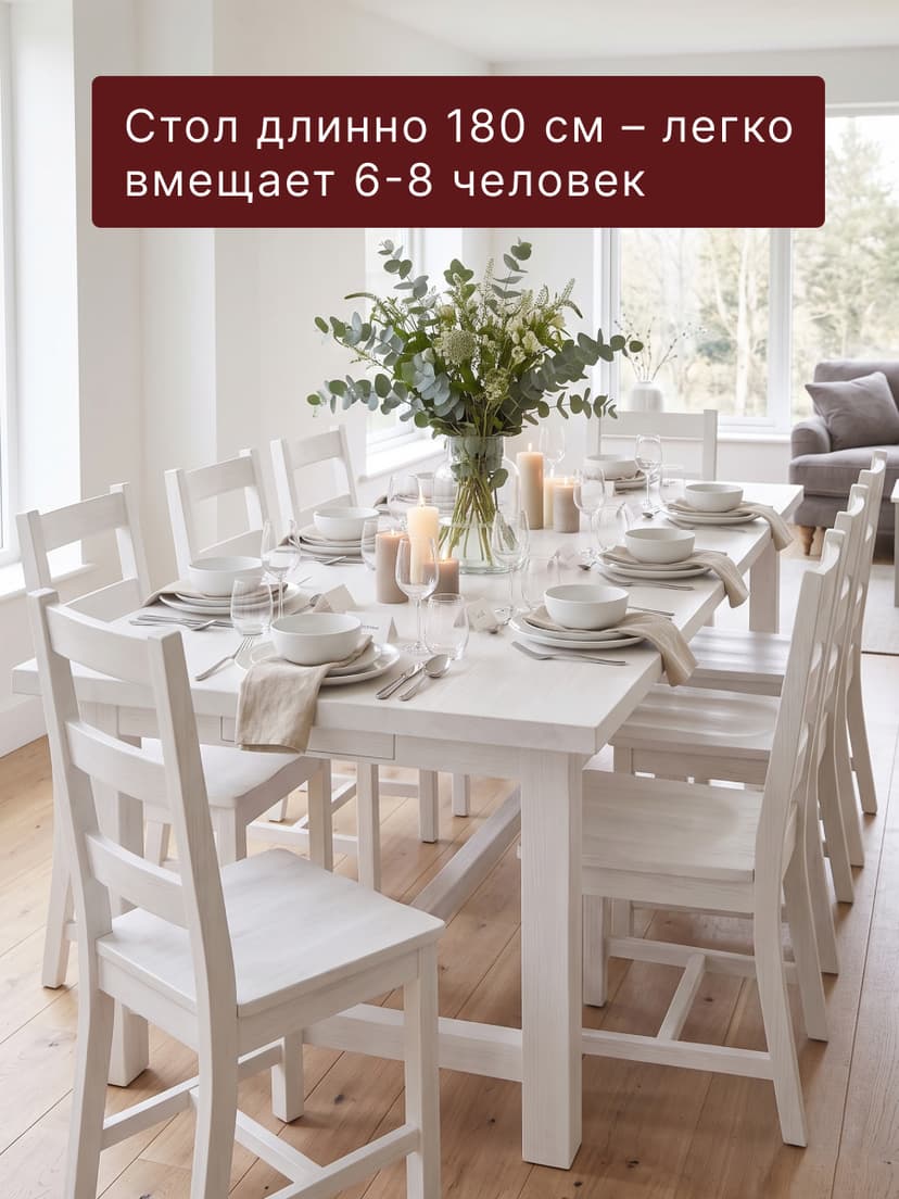 Стол кухонный, 180х90х74, Таула, обеденный, с ящиками, из массива дуба, MAKOSA