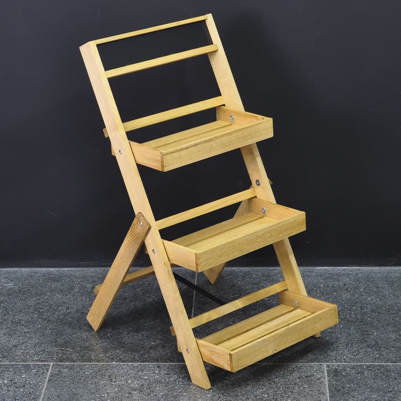 Этажерка для цветов 3 яруса, 35×17×78, грифельная доска, массив сосны, бежевый бейц — фото 7