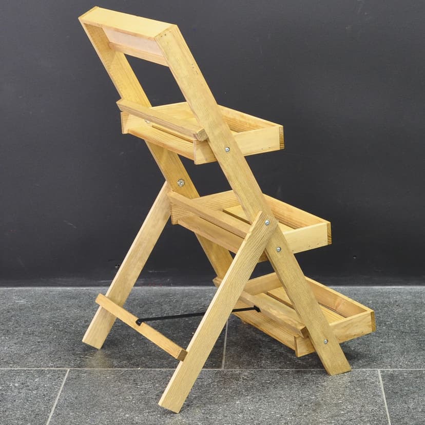 Этажерка для цветов 3 яруса, 35×17×78, грифельная доска, массив сосны, бежевый бейц — фото 8