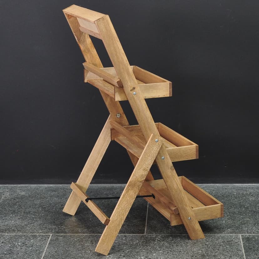 Этажерка для цветов 3 яруса, 35×17×78, грифельная доска, массив сосны, коричневый бейц