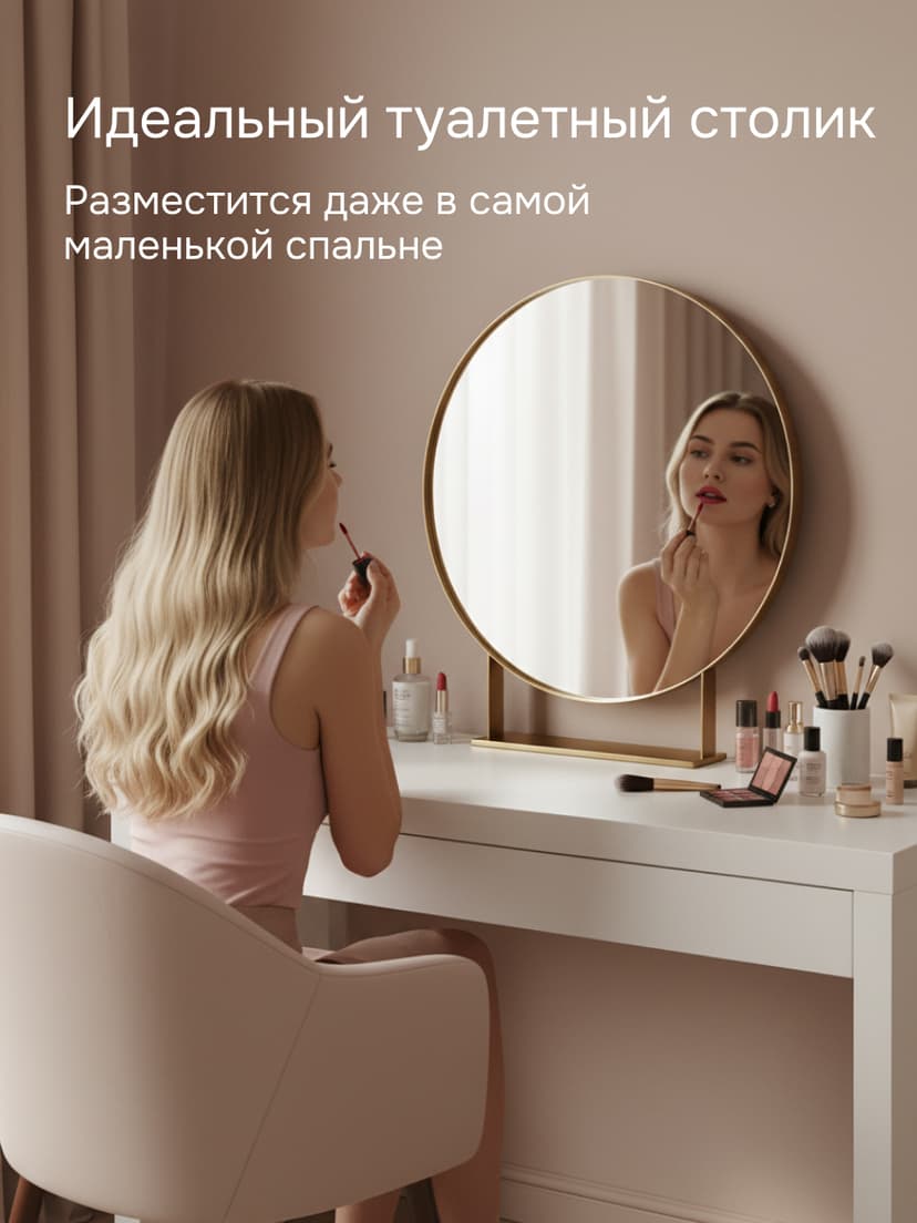 Стол компьютерный, 120х41х77, Марм, с ящиком, туалетный столик, консоль в прихожую и спальню, белый — фото 3