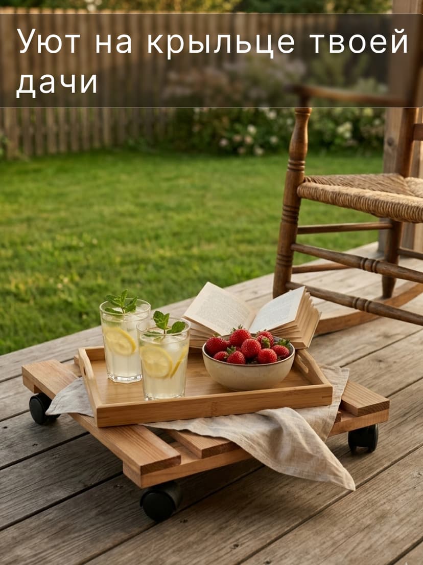 Подставка для цветов напольная на колесиках Флорэль деревянная в стиле рустик (состаренный), квадратная, браун, темно-коричневый — фото 5