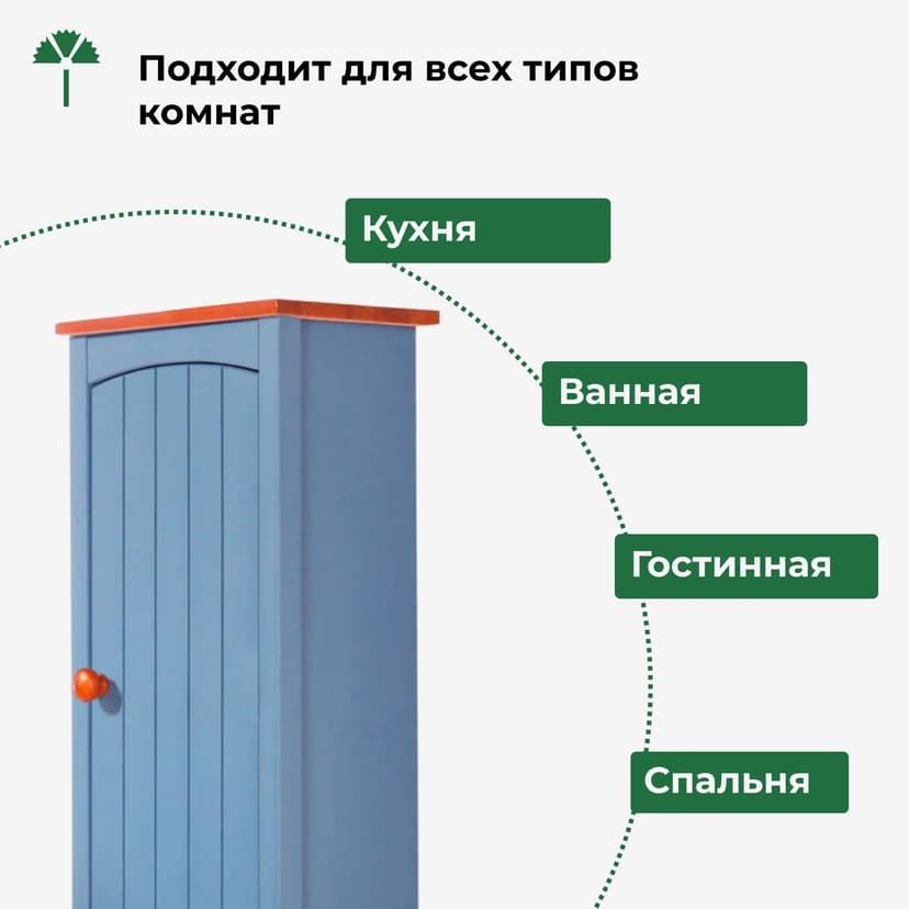 Шкаф навесной, 34х21х70, Паула, для ванной, правый, голубой/черри, Dipriz, массив сосны — фото 5