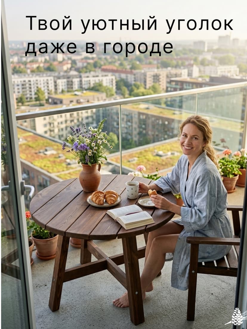 Стол обеденный, 105х105х73, Осло, кухонный, садовый, круглый, деревянный, венге — фото 3