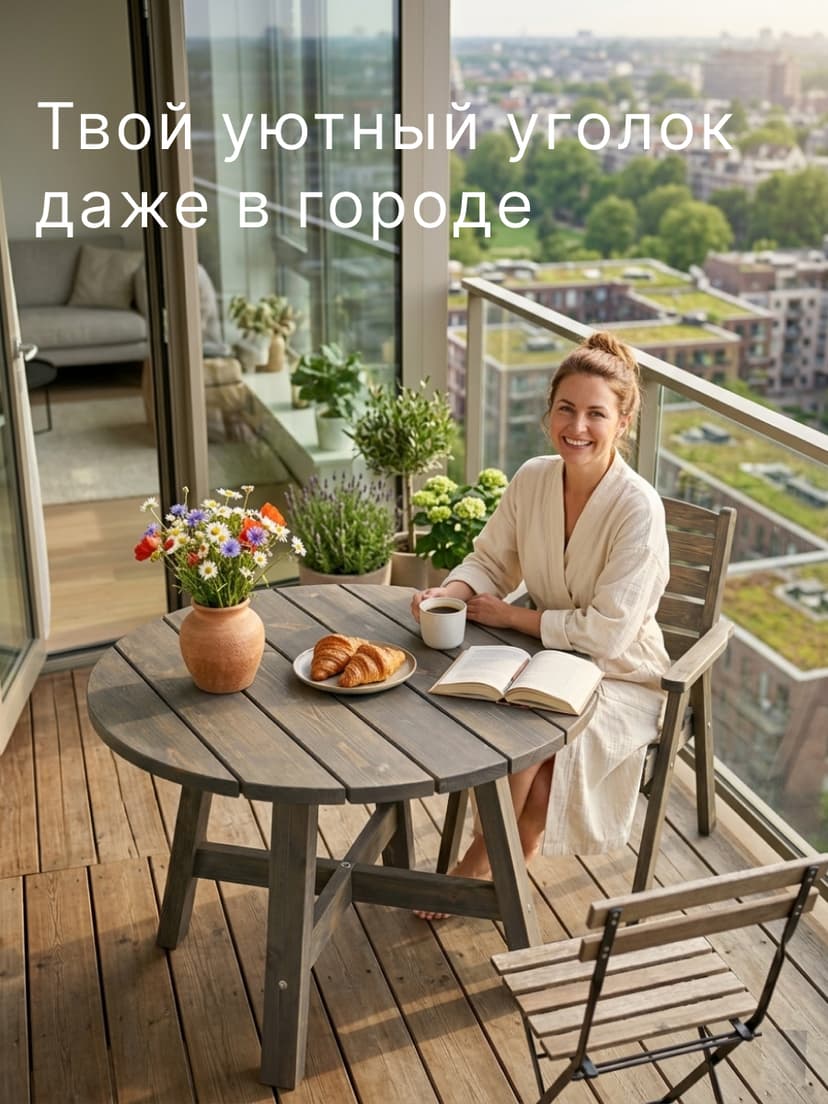 Стол обеденный Осло круглый, диаметр 105, высота 73, массив сосны, графит