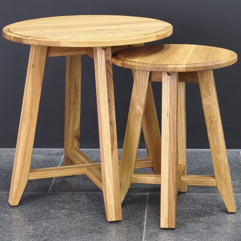 Журнальный столик Nord Oak / Норд Оук из массива дерева, круглый, комплект 2 шт, коричневый — фото 9