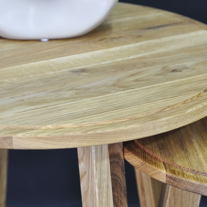 Журнальный столик Nord Oak / Норд Оук из массива дерева, круглый, комплект 2 шт, коричневый — фото 11