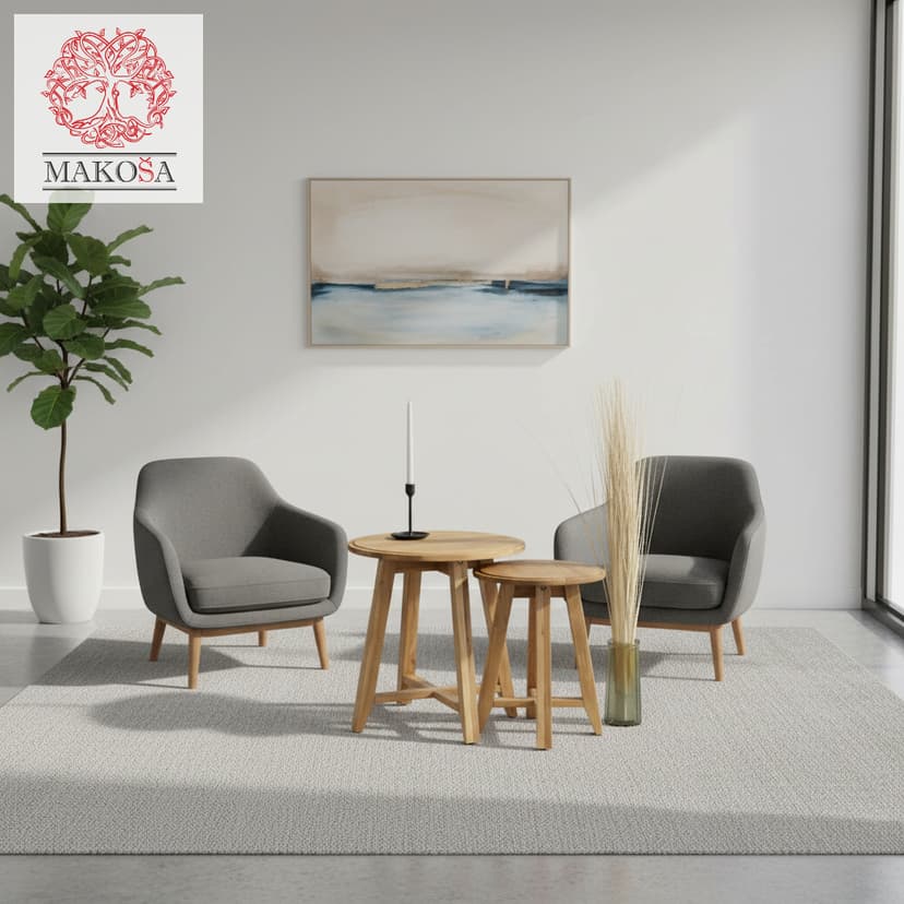 Журнальный столик Nord Oak / Норд Оук из массива дерева, круглый, комплект 2 шт, коричневый — фото 2