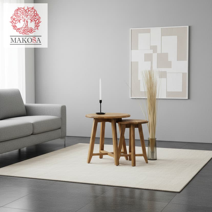 Журнальный столик Nord Oak / Норд Оук из массива дерева, круглый, комплект 2 шт, коричневый — фото 4