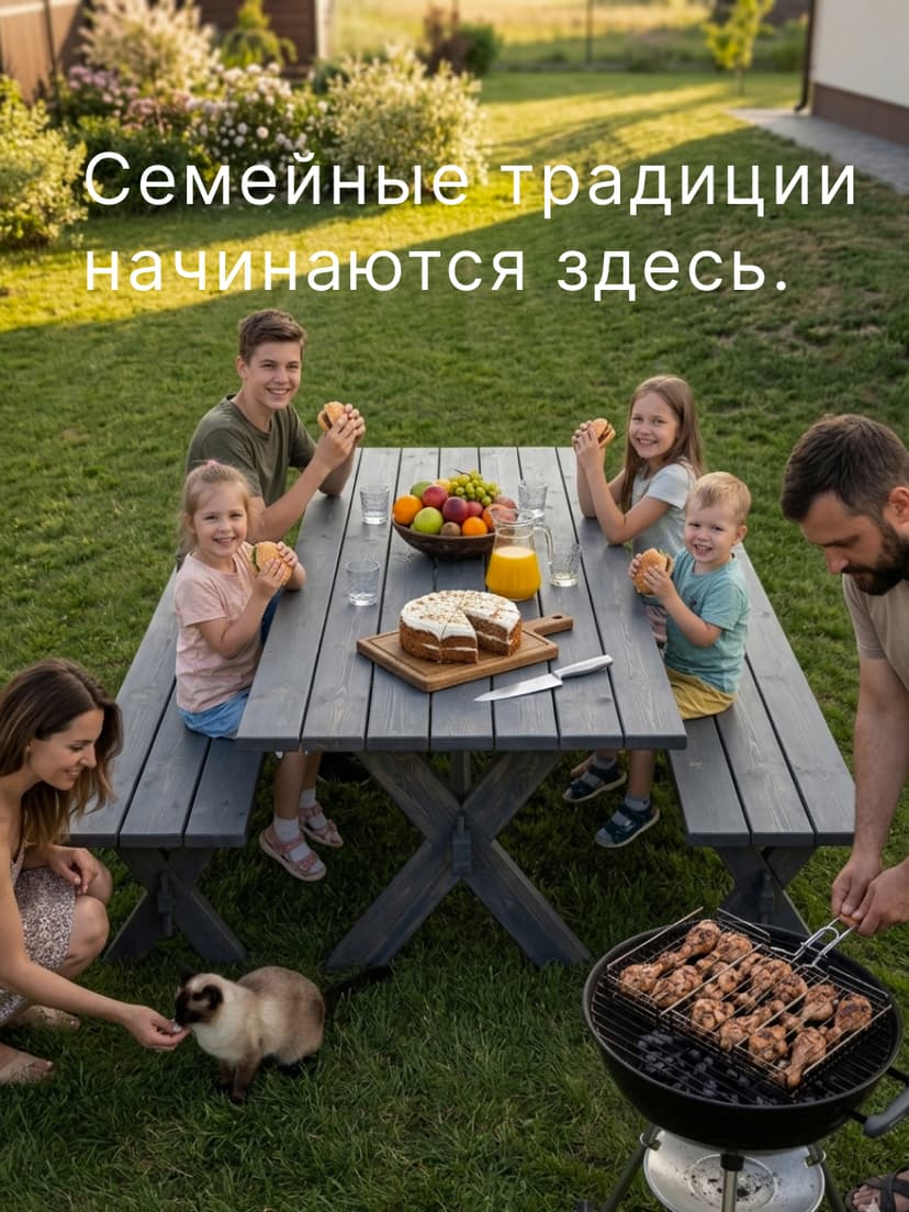 Скамейка садовая 200х44х45, Осло, деревянная скамья, массив сосны, для дома и сада, цвет графит — фото 2