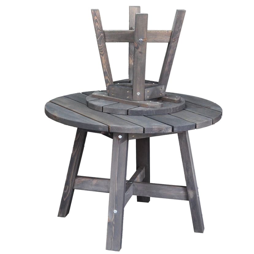 Столик деревянный круглый Осло из сосны для дома и улицы 60х60 см, графит