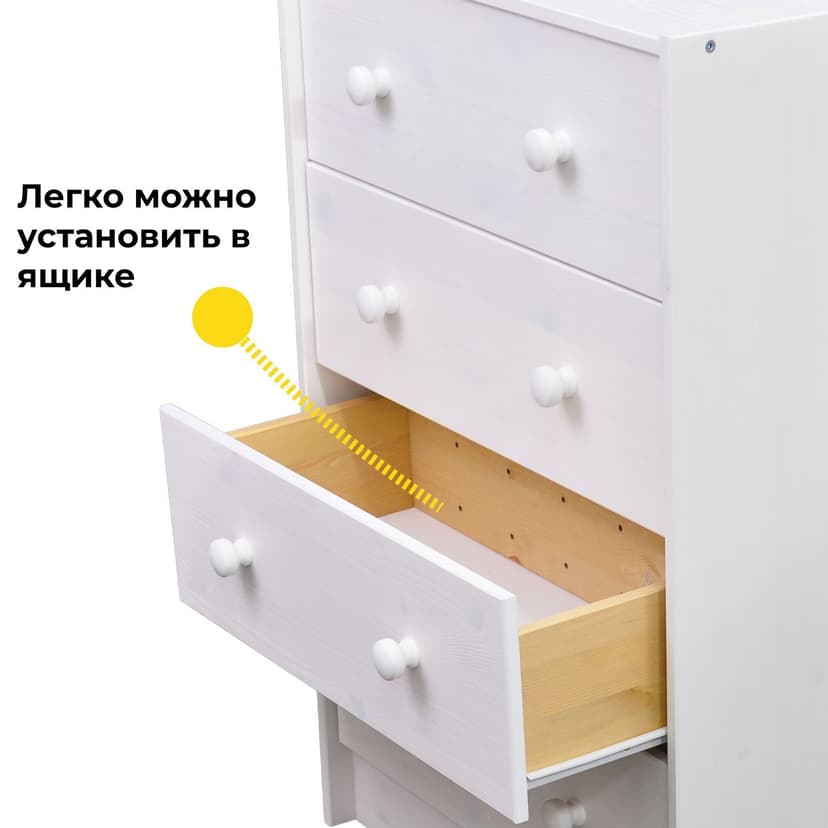 Комплект органайзеров для комодов Раст, 5 шт., разделители ящика из массива сосны, в натуральной отделке — фото 3