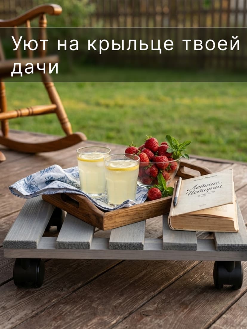 Подставка для цветов, 30х30х7, Флорэль, круглая на колесиках, этажерка, напольное, на подоконник, полка, из массива дерева, серый