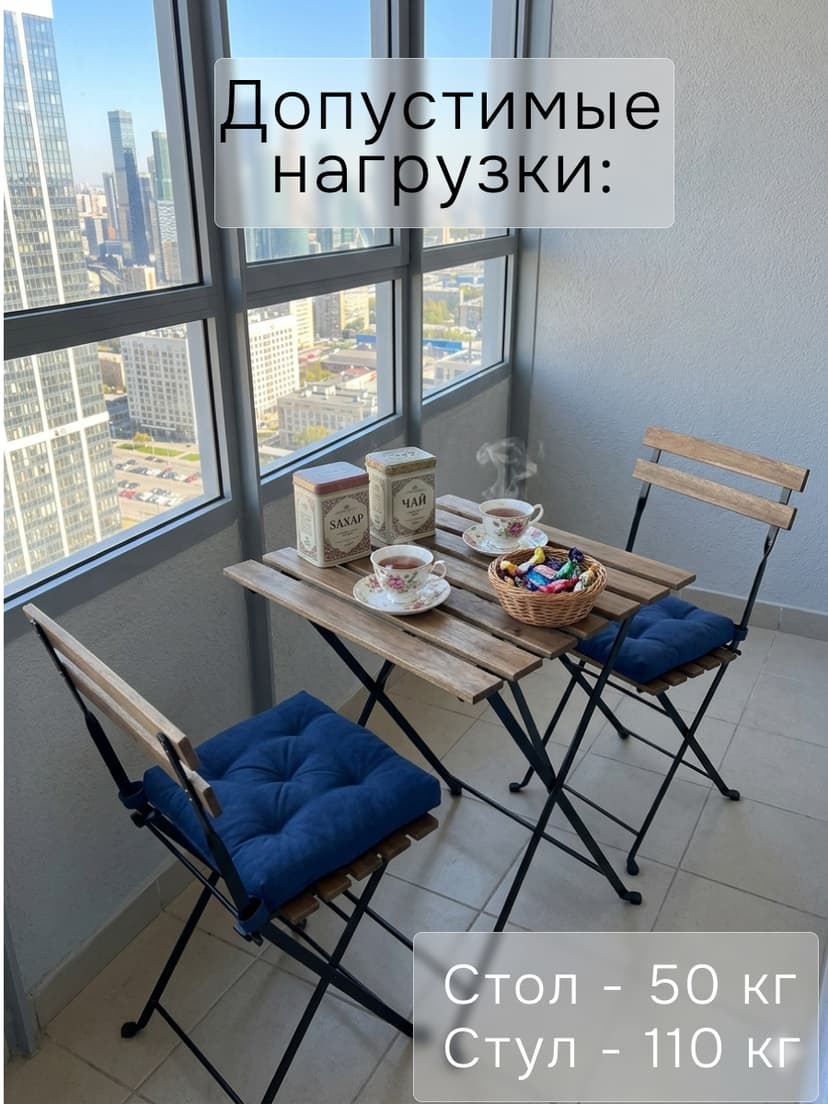 Комплект садовой мебели Тэрно: складной стол 55×54×73 и 2 складных стула, массив берёзы, венге — фото 2