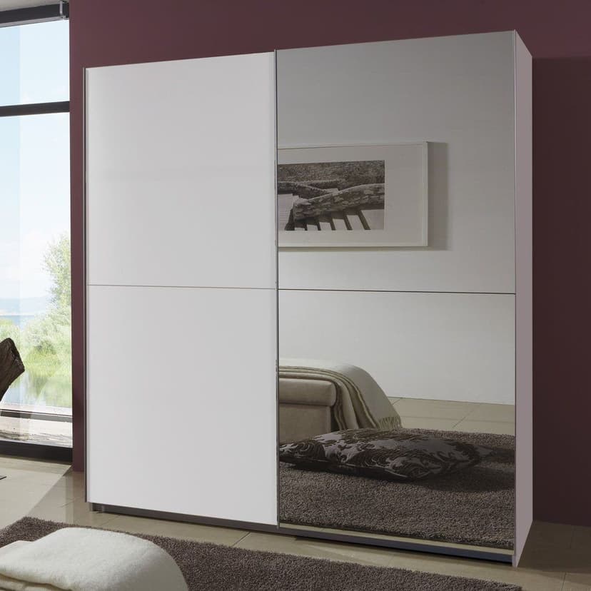 Шкаф купе для одежды с зеркалом белый Муро с раздвижной системой Hettich TopLine L, ЛДСП — фото 3