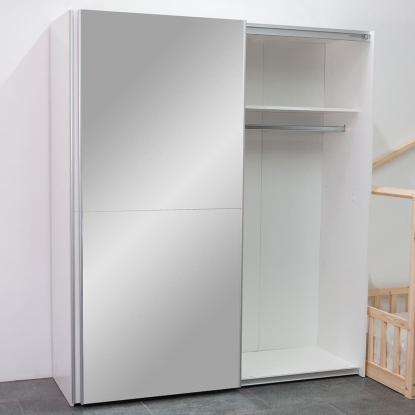 Шкаф купе для одежды с зеркалом белый Муро с раздвижной системой Hettich TopLine L, ЛДСП — фото 13