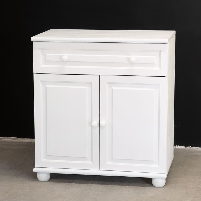 Комод белый с ящиками и дверцами Харви из массива сосны с филенкой для спальни и кухни в викторианском стиле, комод деревянный для вещей и одежды на ножках напольный