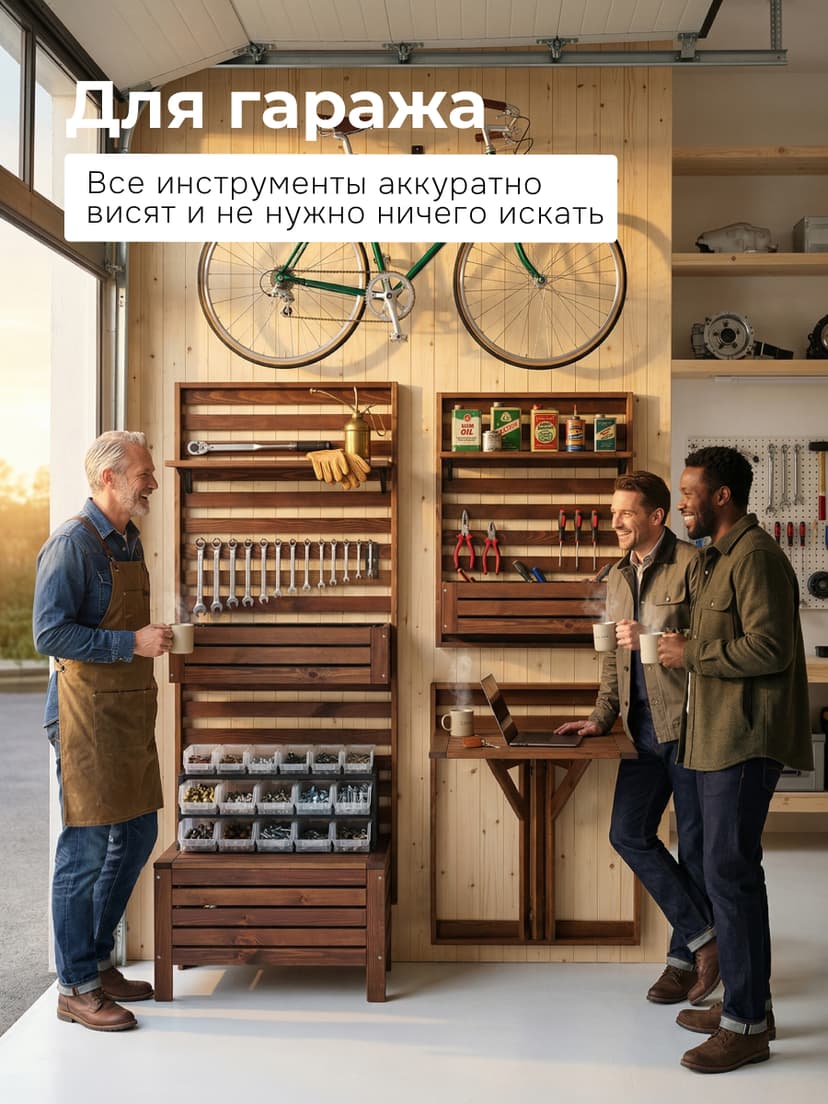 Стол откидной настенный Эпларо 76×64, массив сосны, венге — фото 7