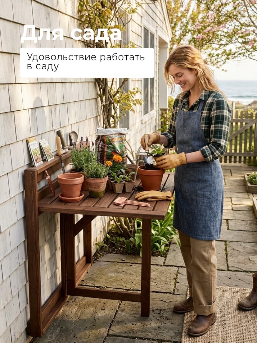 Стол откидной настенный Эпларо 76×64, массив сосны, венге — фото 8