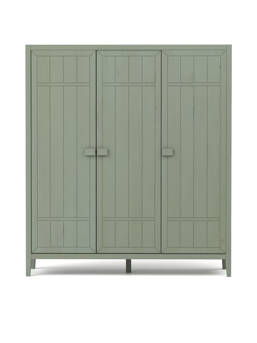 Шкаф для одежды Карлос 154×50×173, 3 двери, штанга и полки, массив сосны, эвкалипт