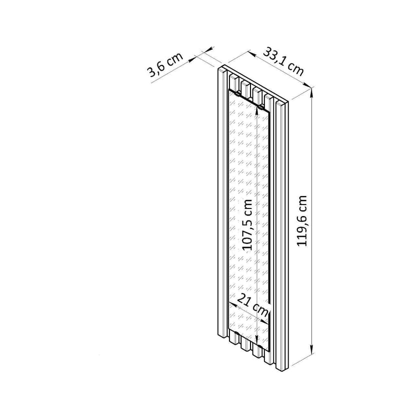 Зеркало настенное Пиафорте Нигелла 33×120, узкое, рама из массива дуба, бежевый — фото 3