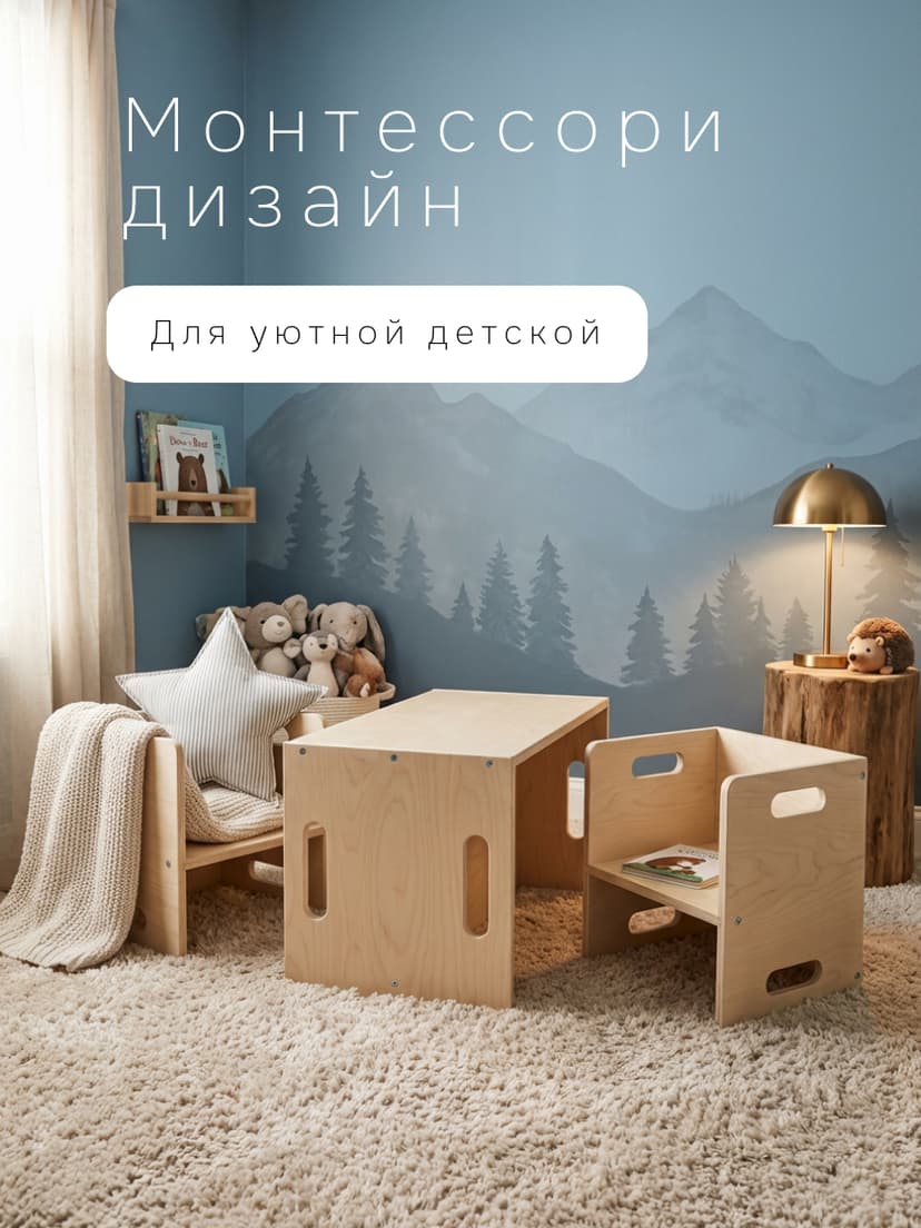 Стул-перевёртыш Чек 34×34×34, растущий детский 2 в 1, берёзовая фанера под лаком — фото 6