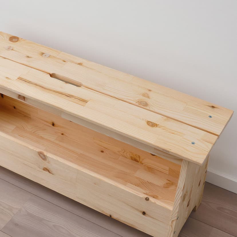 Скамья из сосны Пэрйохан с местом для хранения, 100х28х45 см, обувница для прихожей в натуральной отделке — фото 4