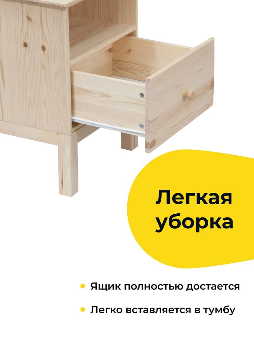Тумба прикроватная, 48х39х62, Тарва, напольная, столик прикроватный, в спальню, массив сосны, Ikea, бежевый — фото 12