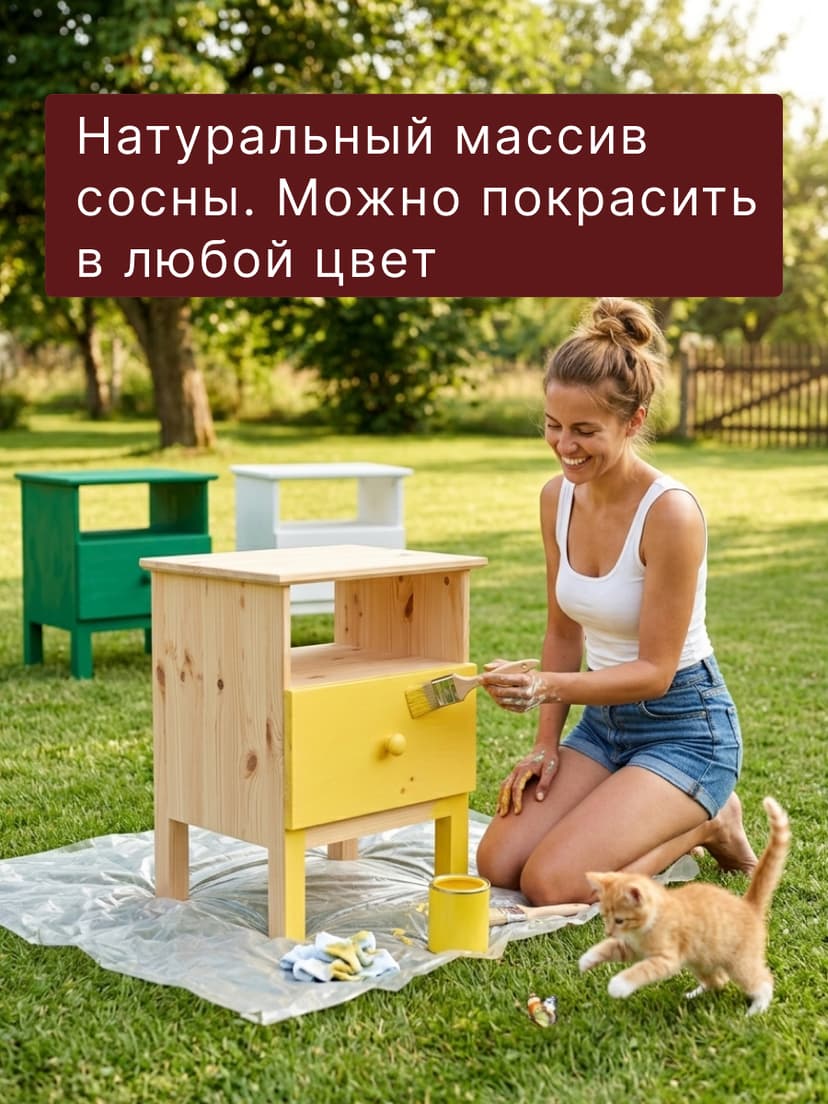 Тумба прикроватная, 48х39х62, Тарва, напольная, столик прикроватный, в спальню, массив сосны, Ikea, бежевый — фото 3