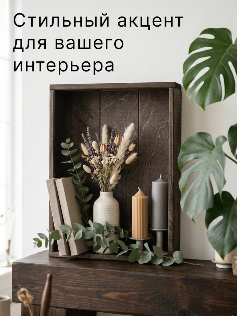 Поднос, 38х28х7, Флоутард, столик для завтрака в постель, для кухни, состаренный бурый, массив сосны, темно-коричневый — фото 5