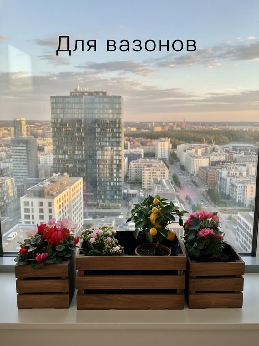 Ящики для хранения, 38х22х19, 19х16х16, для сада, рассады, деревянный, 3 шт., светло-коричневый — фото 3