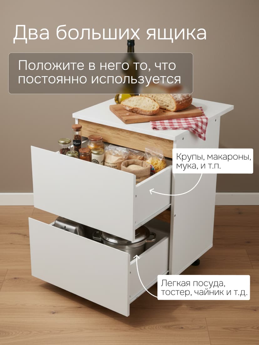 Кухонный модуль напольный 60 см Валенсия, 3 ящика 9,3+32+32, без столешницы, дубовый фасад, белый